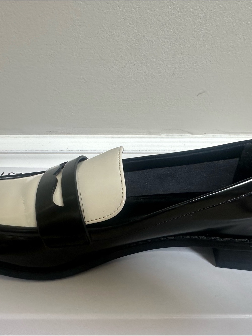 Charles & Keith Black and White Leather Penny Loafers for Women - Picture 8 of 8